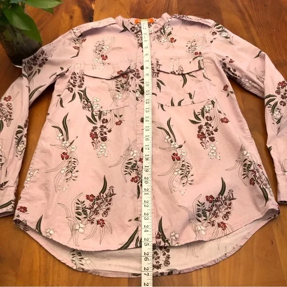 Joe Fresh Boho Cottagecore Pink Floral Pattern Artsy Button Down Shirt Blouse. - Picture 11 of 15